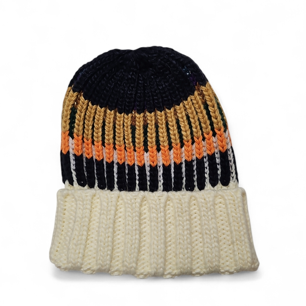 Anthropologie Chunky Knit Beanie | Multicolor Ribbed Cuff Hat